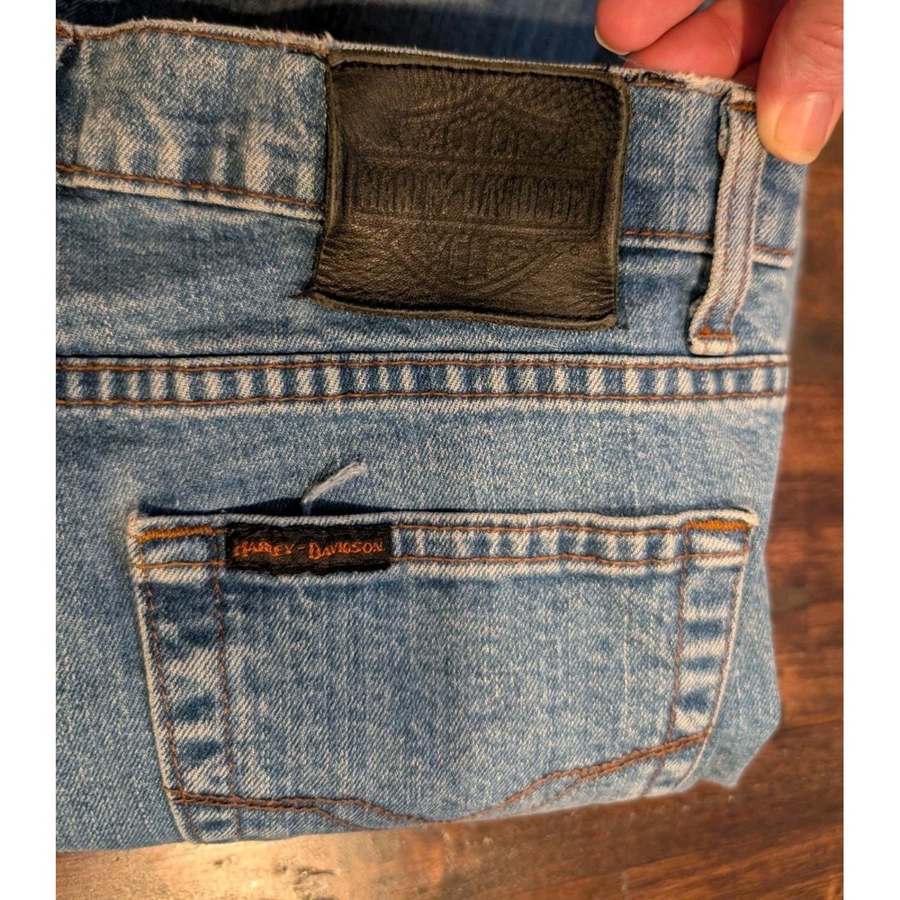 Vintage Harley Davidson Jeans Women 30x28 Light Blue Straight Leg High Rise - Picture 9 of 11